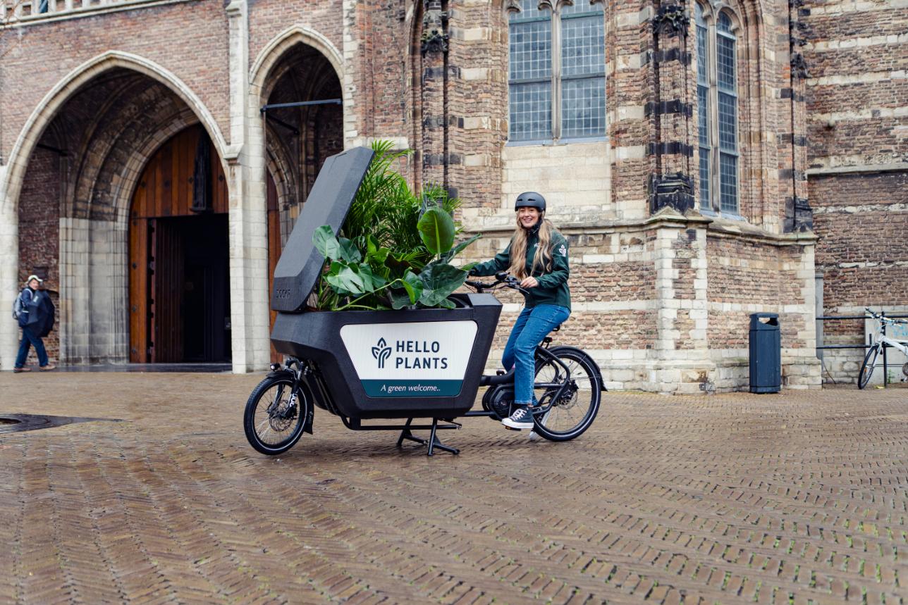 Hello Plants cargo bike delivering plants